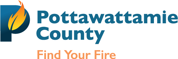 Pottawattamie County logo with Find Your Fire tagline